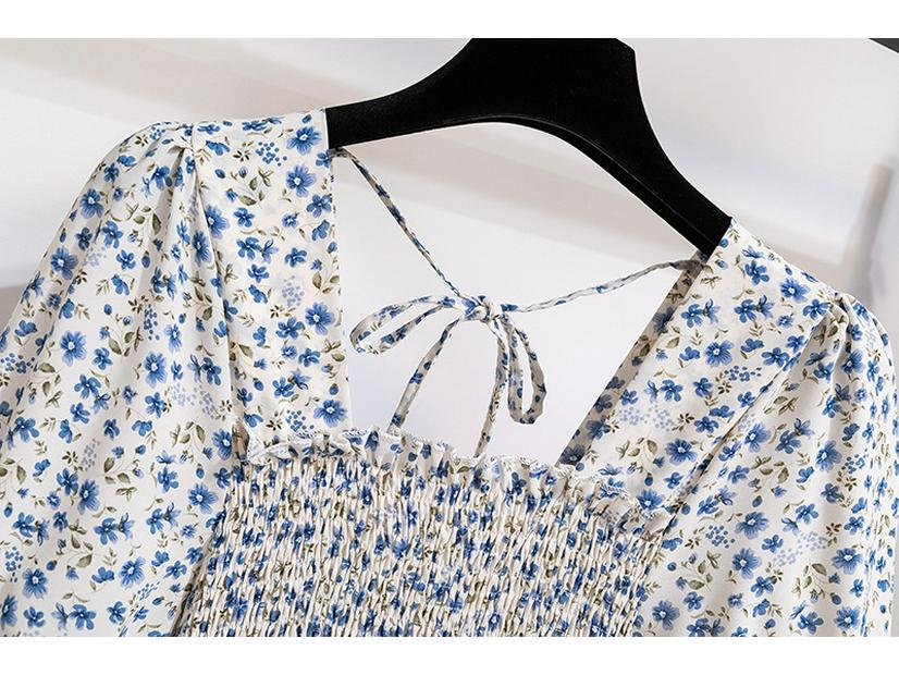 Summer Floral French-Design Dress - High-End, Short-Sleeved, Medium-Length for Women