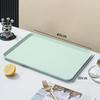DM Extra Large Green Rectangular Straw Plastic Serving Tray Set