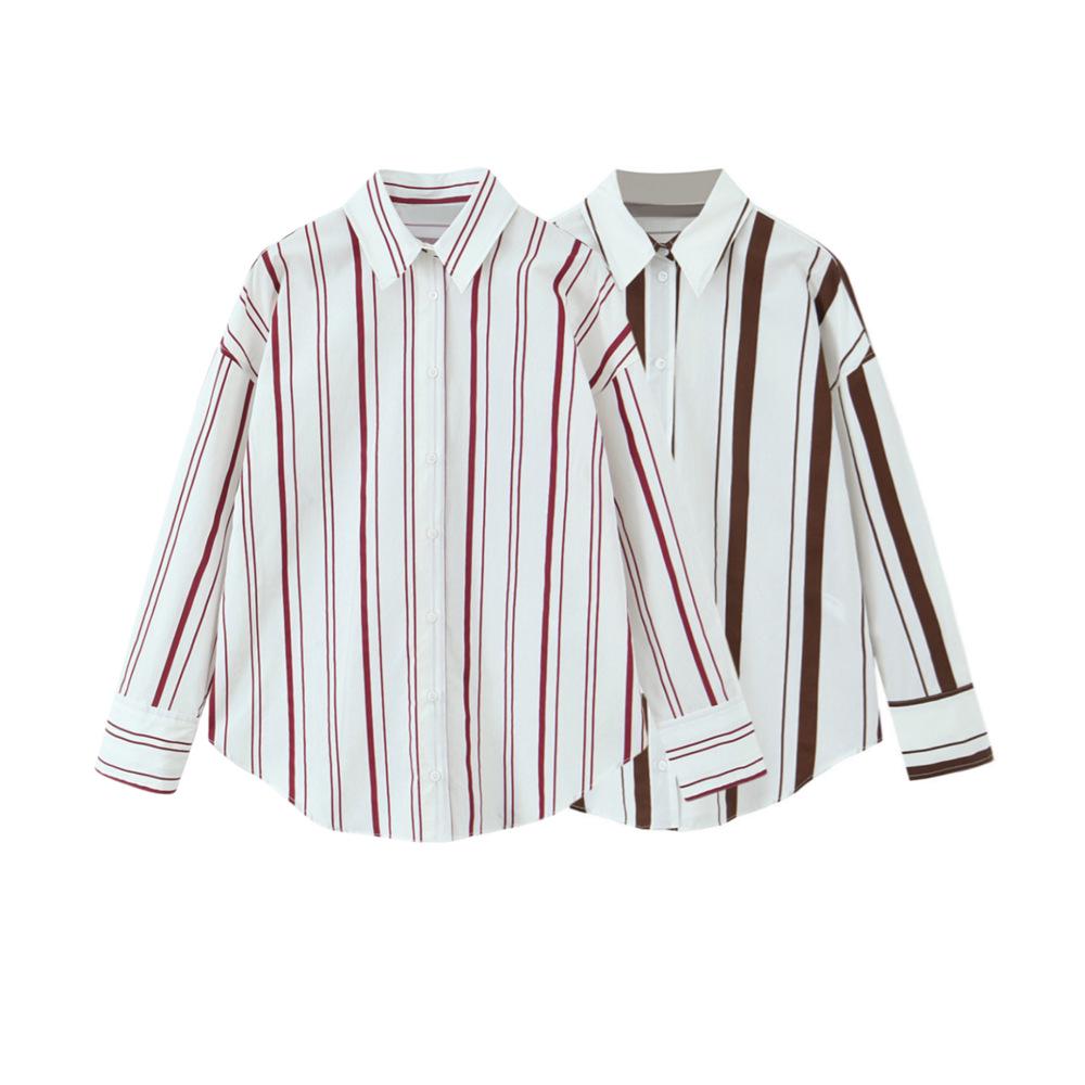 

2025 Spring Women s Striped Poplin Shirt Dress: Comfy, Loose-Fit, Casual Style Medium