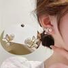 925 Silver Needle Korean Fashion Crystal Flower Earrings For Women Jewelry Trending Luxury Women's French Pearl Earrings