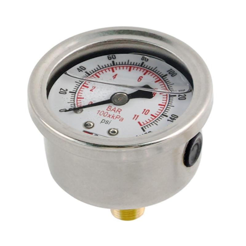 Universal 1/8Npt Fuel Pressure Gauge Liquid Filled Polished-Case 0-160Psi And Adaptor Kit For Car Fuel Injection Systems