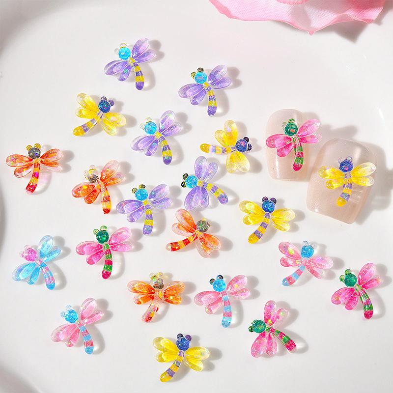 WTEMPO 110PCS Mini Cute Dragonfly Resin Decorations Flat Back Nail Art Accessories Ideal for Nail Art & Crafts Making Supplies Assortments