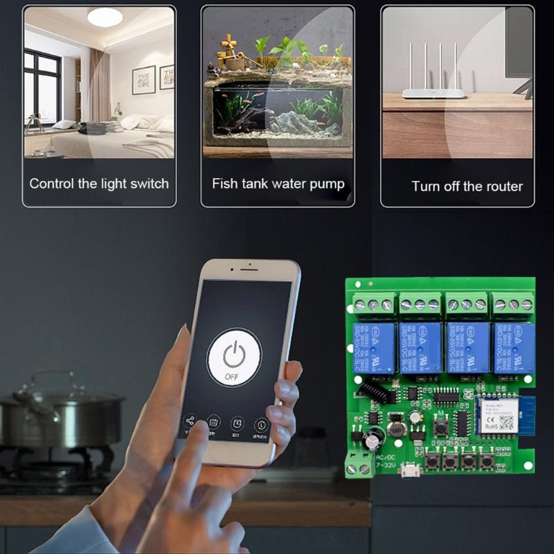 Remote Control Light es WiFi Wireless es Modules 7-32V 4CH WiFi Light es Garage oor Controller