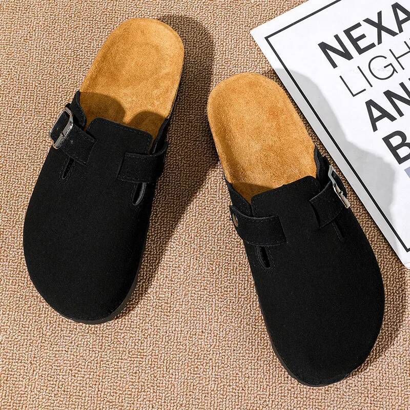 Shoes Fashion Men's Suede Mules Slippers New Women Clogs Cork Insole Sandals With Arch Support Outdoor Beach Slides Home Shoes