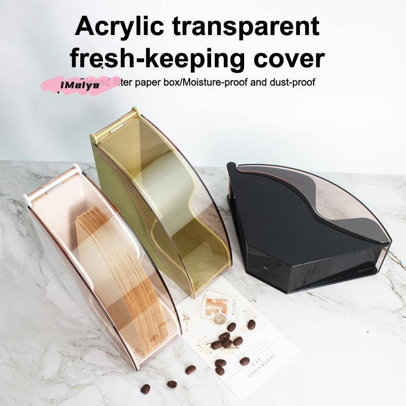 100Pcs Coffee Filter Paper Box V01 V02 V60 Compatible Coffee Maker Filter No Bleach Anti Dust Acrylic Storage Case