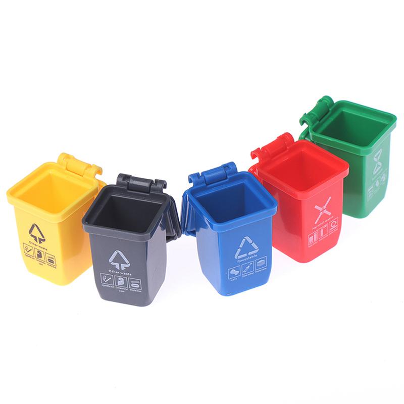 Simulation 1:12 Dollhouse Mini Trash Can Toy Garbage Truck Cans Curbside Vehicle Bin Toys Kid Simulation Furniture Toy Gift