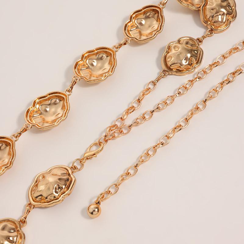 Metal Cloud Waist Chain For Women With Retro Engraving And Geometric Elements Spring