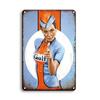 High Definition Tin Sign Vintage Gulf Esso Mobilgas Motor Oil Retro Metal Wall Art Classic Gas Station Pin Up Girl Decor Plaque