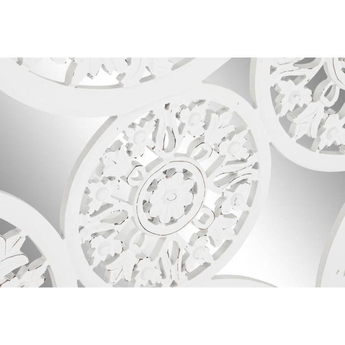 Miroir - Décoration murale - Blanc - Bois MDF - 90 x 1,5 x 90 cm - Style Vintage