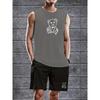 Trendy Graphic Print Tank Top and Shorts Polyester Set Moisture Wicking Quick Dry Summer Gym Workout Outfit