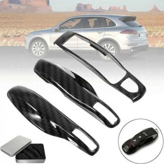 3Pcs Carbon Fiber Remote Key Cover Case For Porsche Panamera Cayenne Macan