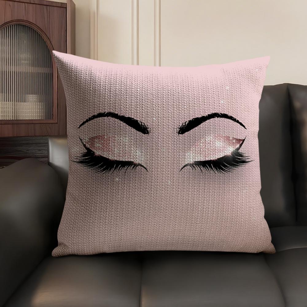 

Abstract painting beauty makeup eyes Pillow Case DoubleSided Printing Short Plush Sofa Cushion Cover Bedroom Bedside Pillow 30X30cm