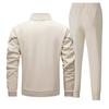 Men's Casual And Fashionable Long-sleeved Lapel Solid Color Zipper Jacket Long Pants Sportswear Set