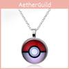 Poke Ball Pendant Necklace With Gemstone Embellishments For Unisex Gift