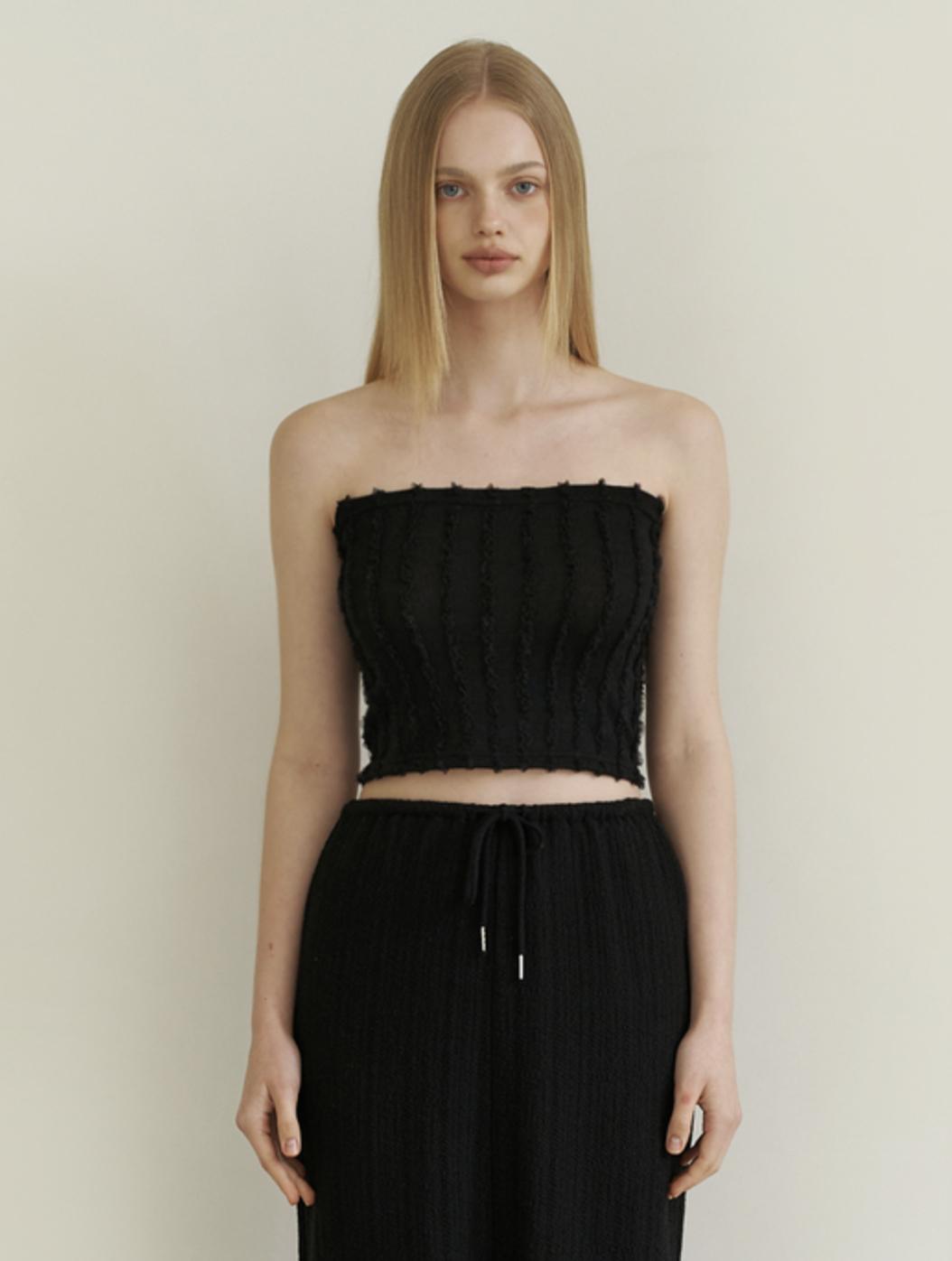 Kinder Baby Lace Frill Tube Top - Black Black/Free