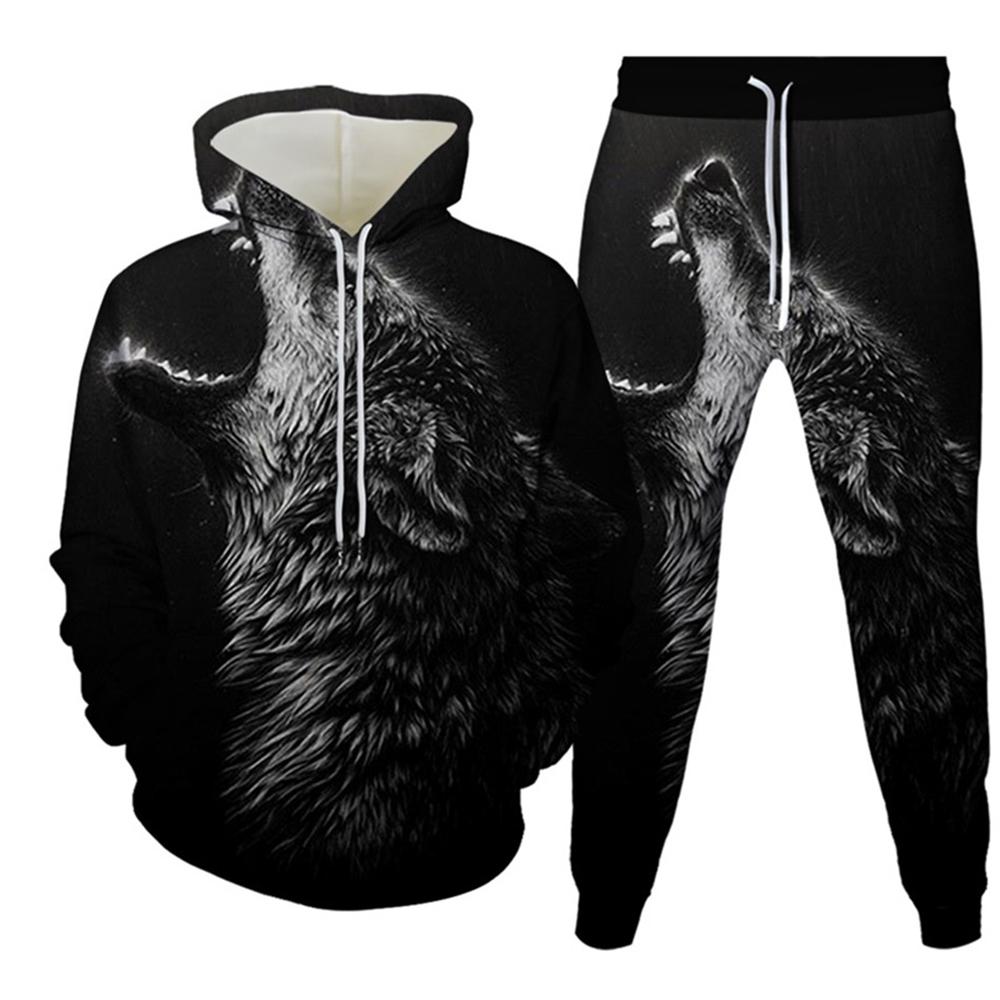 Animal Wolf 3d Print Men's Tracksuit Sets Casual Hoodie and Pants 2pcs Sets Oversized Sweatshirt Fashion Streetwear Men Clothing