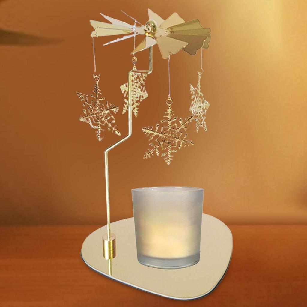 Hot Sale Metal Rotating Candle Holder Christmas Carousel Tea Light Candlestick Stand Tray for Home Wedding Party Table Decors