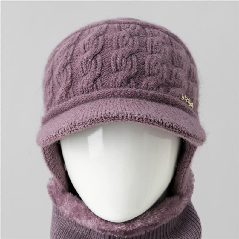 Thickened Fleece, Female Winter Elderly Ear - Protector Wool Hat, Warm for Cold Weather