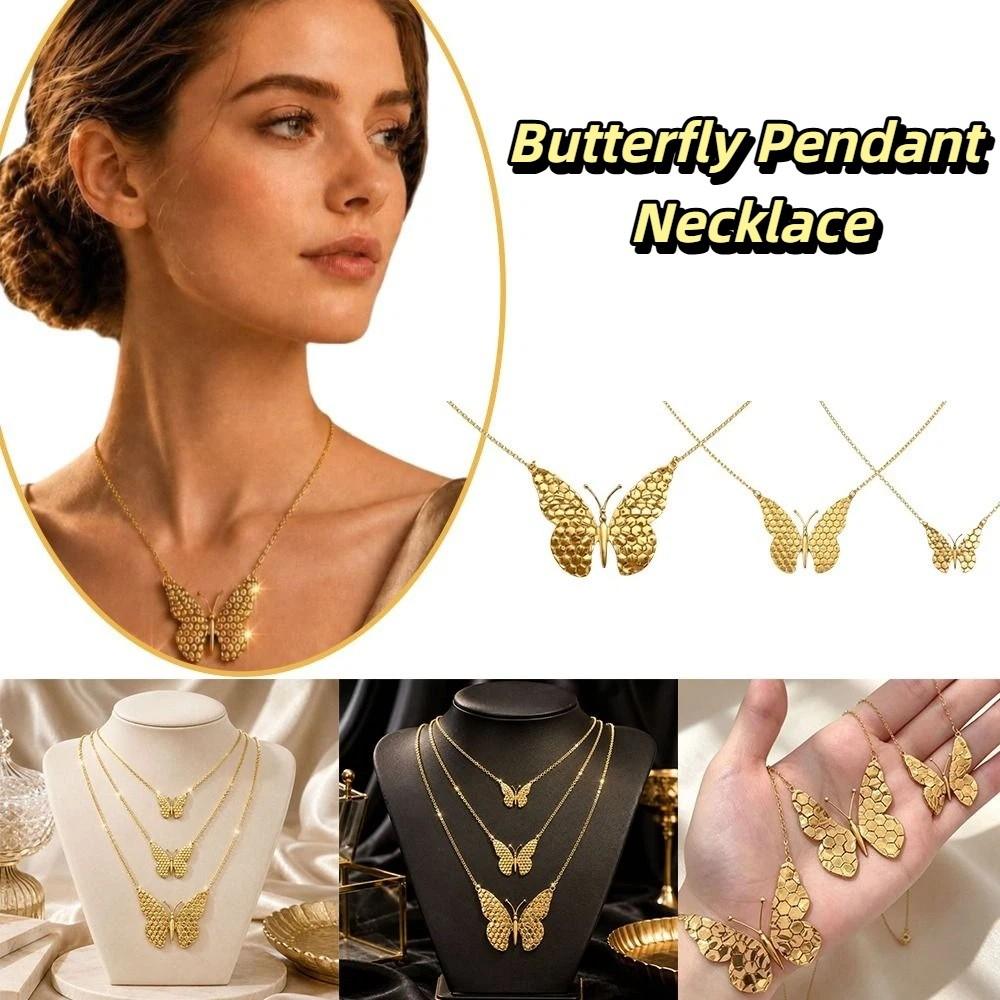 3/4/6cm Butterfly Pendant Necklace Fashion Butterfly Pendant Niche Stainless Steel Choker Party
