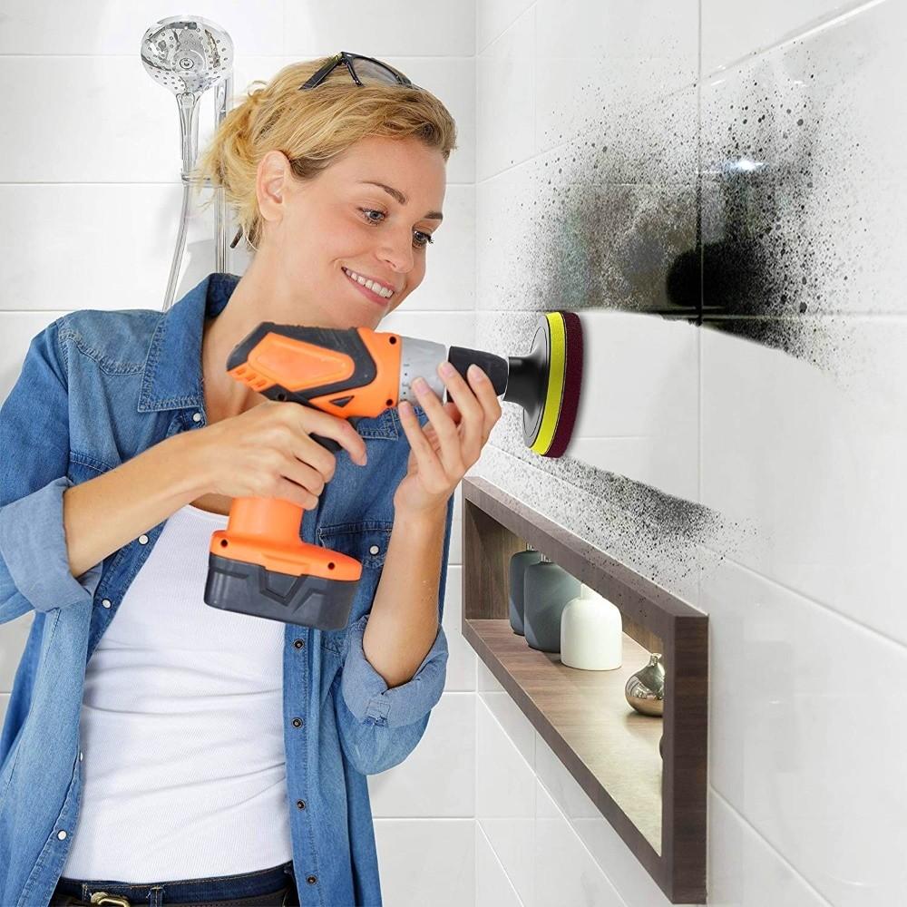 8Pcs/Set 4 Inch Electric Drill Brush Kit Scouring Pads Detailing Tool Cleaning Polishing Pads Grout Cleaning