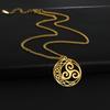 Celtic Knot Spiral Pendant Necklace Stainless Steel Unisex Retro Irish Trinity Knot Talisman Jewelry Gift for Men Women