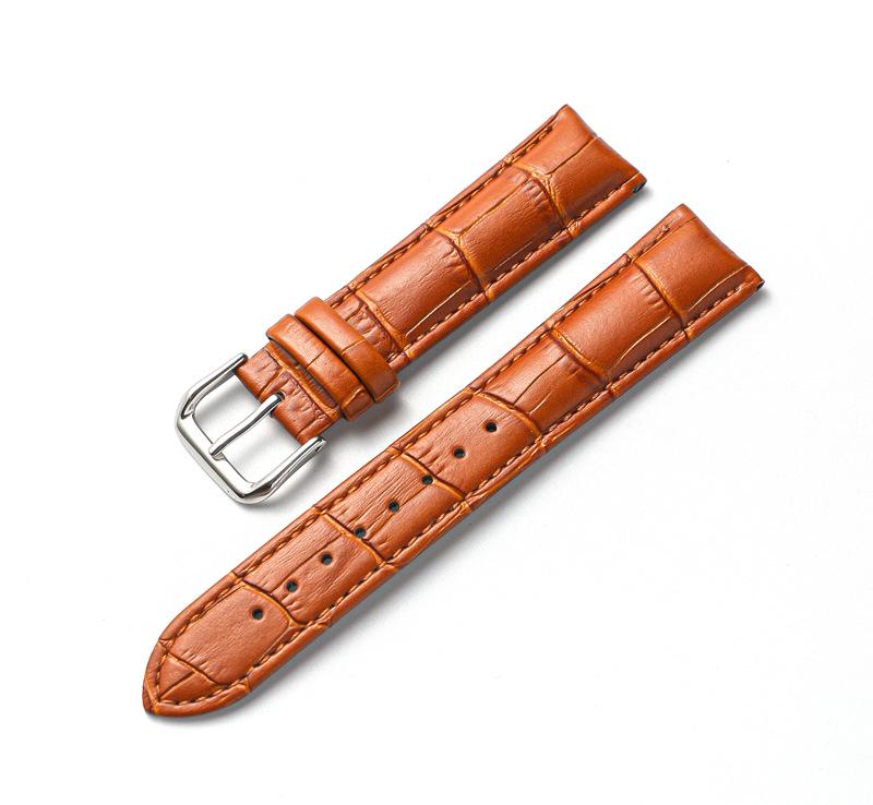 Calfskin Bamboo Pattern Cowhide Pin Buckle Watch Strap for Men and Women