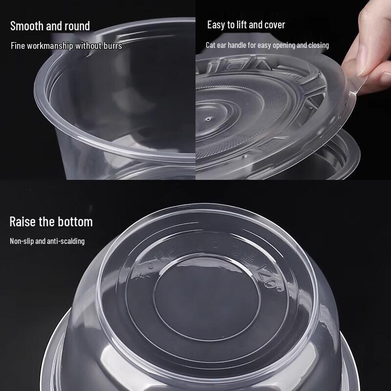 Disposable Round Plastic Takeaway Bowls with Lids