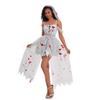 Gray Mesh Long Dress Women Cosplay Costume Stage Performance Fantasy Theme Outfit Size M L XL