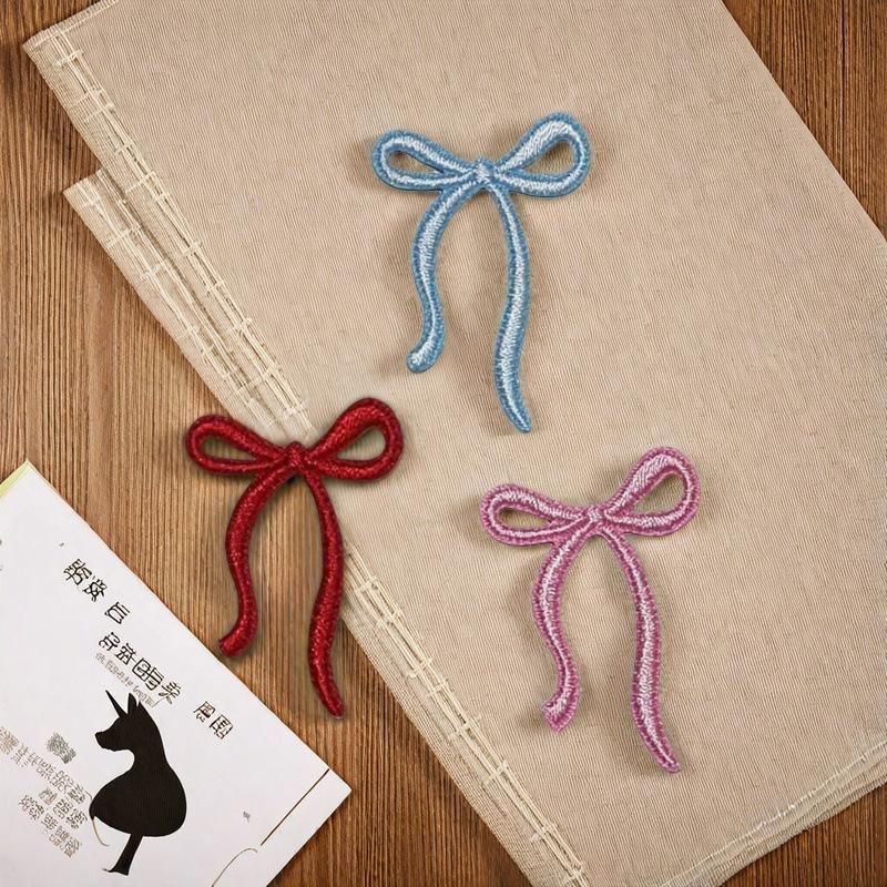 Colored Bow Tie Self-adhesive Embroidery Patch Decorative Clothing Backpack DIY Student Stationery Applique Scratch Patch