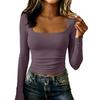 Women's Square Neck Long Sleeve Slim Fit Shirt