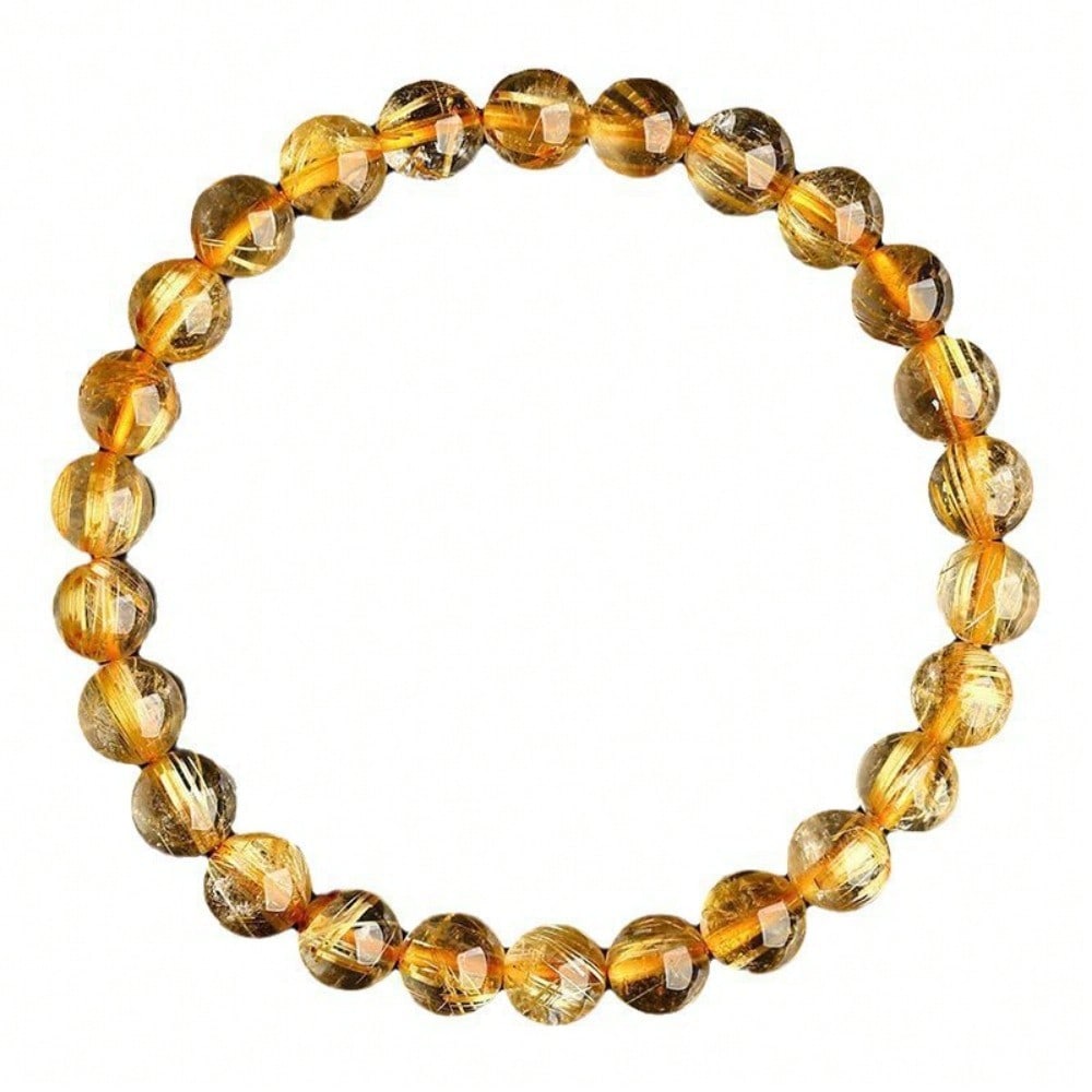 Natuurlijke Gelukkige Gouden Haar Kristal Titanium Kristal Blond Armband Braziliaans Geel Haar Kristal Transit Armband Koppel Mannen en Vrouwen 6mm geel