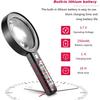 30X Handheld Magnifier with 6 Light, Jeweler Loupes Lighted Magnifying Glass-USB Rechargeable for Seniors Reading Coins Crafts Jewelry Hobbies