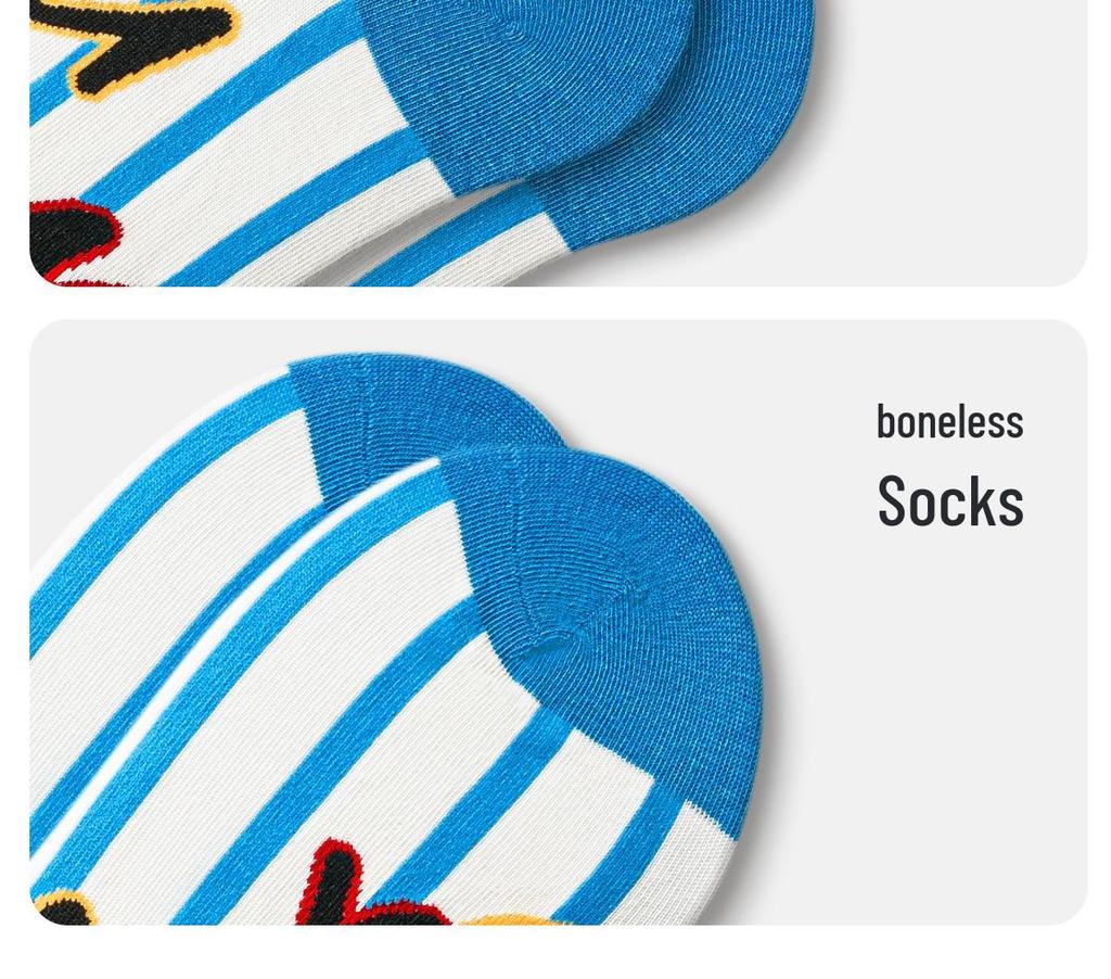 Trendige Cartoon-Katzen-Ringelsocken für Damen - Baumwolldesign für Frühling/Herbst