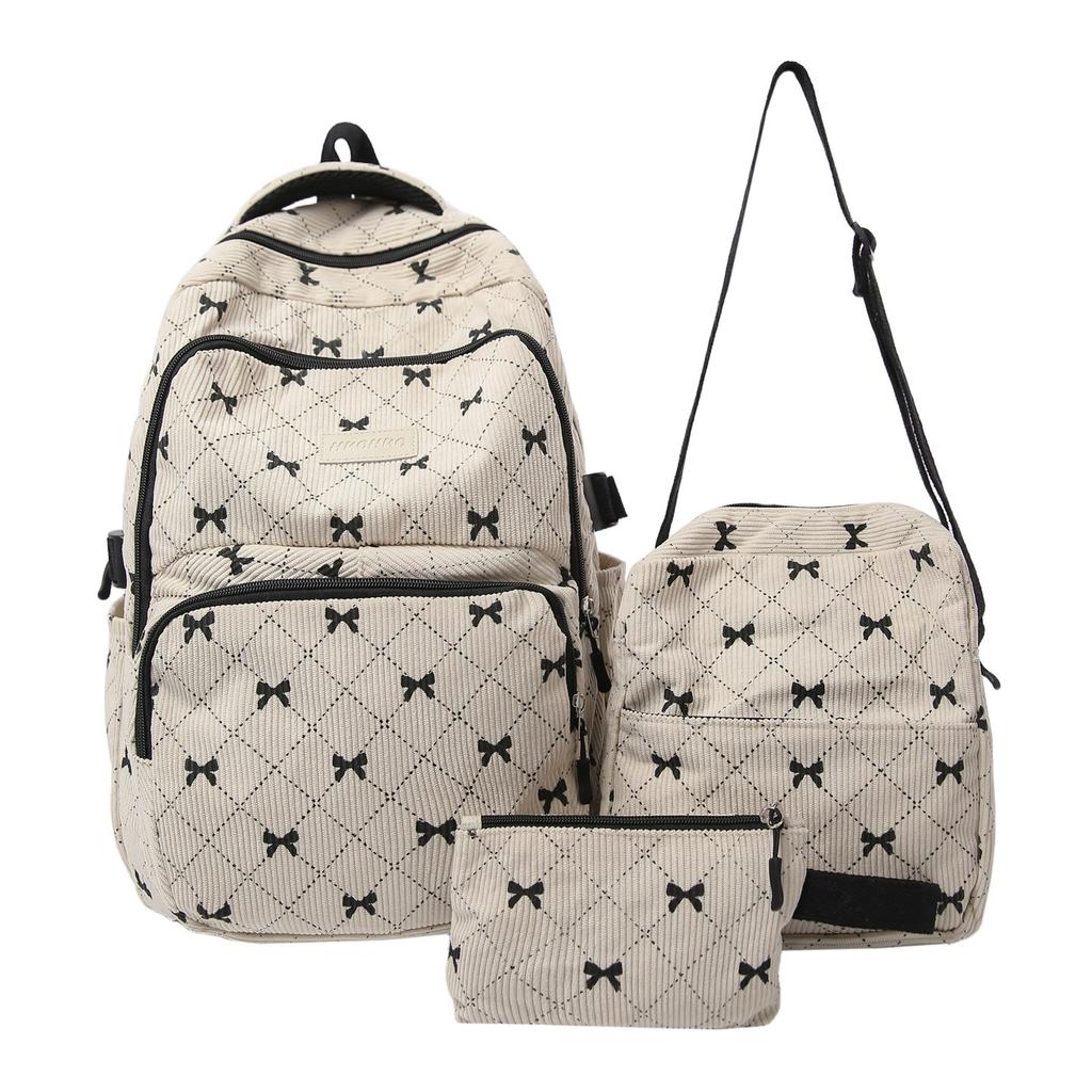 Koreanische Schleife Mädchen Rucksack Set von 3 Große Kapazität Lässiger Tagesrucksack Ins Stil Niedlich Schüler Schultasche Reisetasche