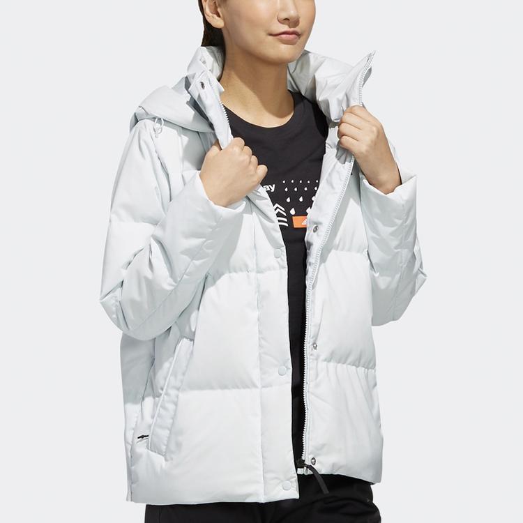 Adidas Lightweight Hooded Down Jacket Women Jackets Light-Blue EH3983