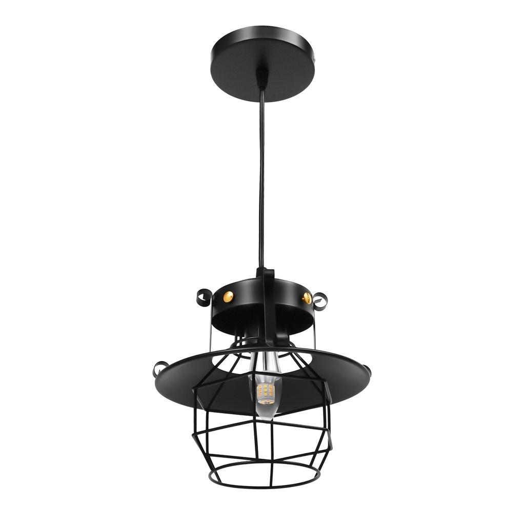 Industrial Cage Pendant Light Black, Kitchen Island Lighting, E26/E27 Bulb, Adjustable Cord, for Cafe Home Dining Room