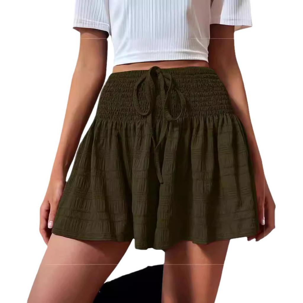 Women's High Waist Drawstring Shorts Skirt Casual Elastic Waist Multi Colors