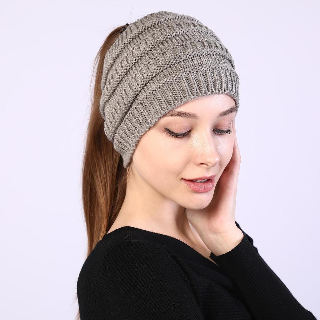 New Autumn and Winter Ladies Knitted Hair Band Widening Face Wash Head Cover Empty Top Hat Warm Sports Cap