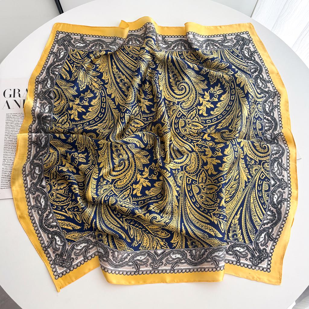 New Fashion 70X70Cm Women'S Scarf Silk Paisley Print Scarf Square Shawl Decorative Headband Neck Luxury Design Bandana