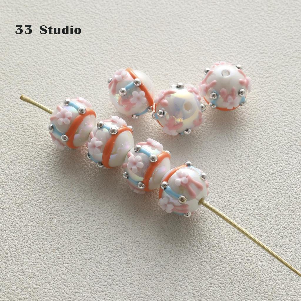 Pure Hand-painted Beads Stickers Diamonds Set Pearl Diy Jewelry Accessories Material Package Beads Car Pendant Cell Phone Chain Beads