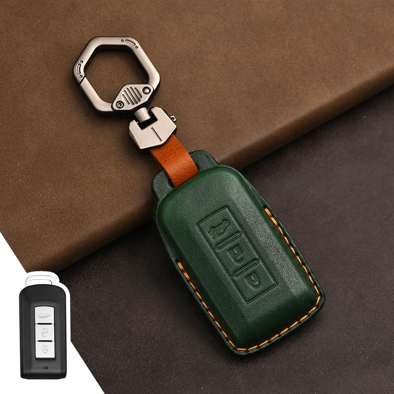 Genuine Leather Protector for Mitsubishi Lancer 10 Outlander Ex Asx Rvr Eclipse Cross Pajero Sport L200 Key Case Cover Fob