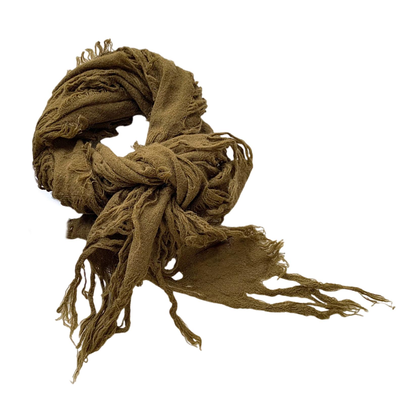 

Винтажный шерстяной шарф, потертый рваный шейный платок для женщин и мужчин, унисекс, теплый шейный платок для зимы и отдыха на природе, модный шейный платок разноцветный