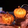 Autumn Table Decor 2Pcs LED Glass Pumpkin Set Starry Night Design Halloween Lamp Thanksgiving Lighted Lantern Indoor Fall Decoration Charming
