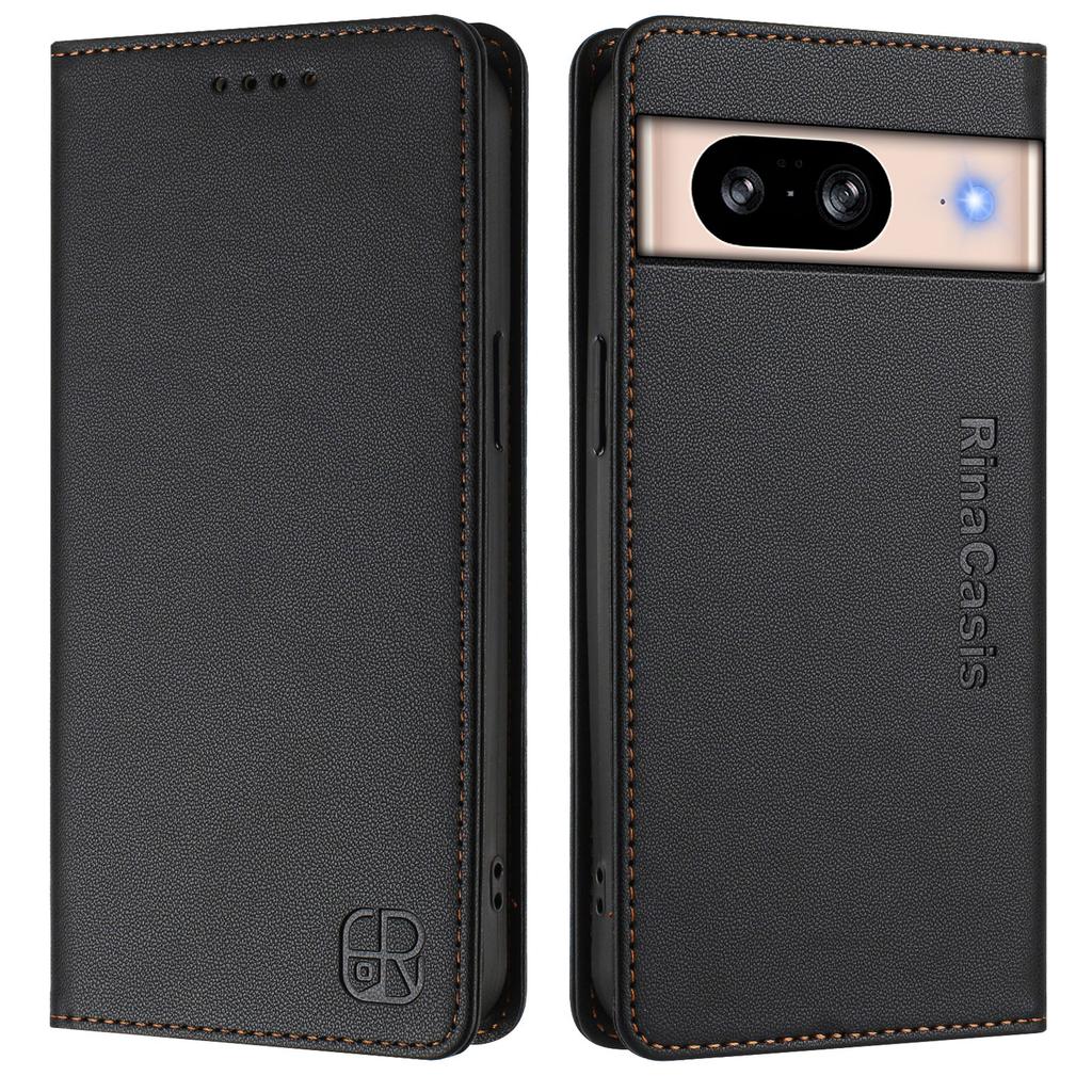 For Google Pixel 8 Leather Case RINACASIS RC01 Phone Cover with RFID Blocking Wallet Stand