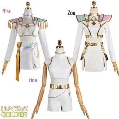 K-POP Demon Hunter Girl Group Cosplay: Rumi, Zoe, & Mira Performance Costumes In White