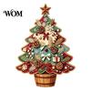 Small Wooden Holiday Decorations Christmas Tree Ornaments, Vintage Colorful Desktop Decoration, Rustic Wood Figurines Home Accents with Pine