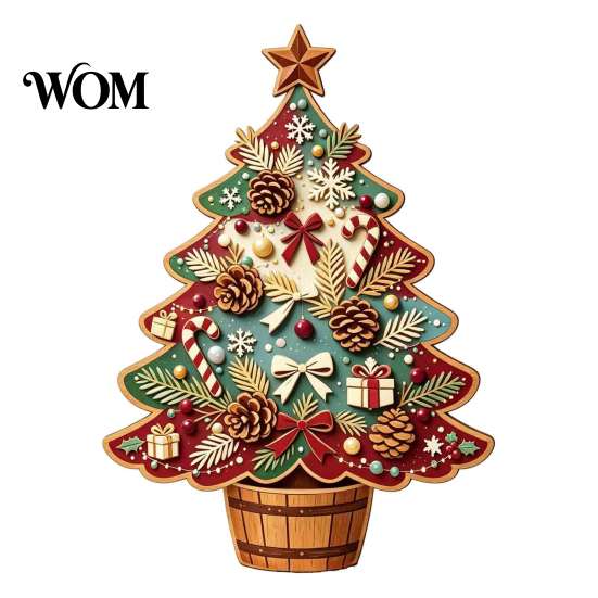 Small Wooden Holiday Decorations Christmas Tree Ornaments, Vintage Colorful Desktop Decoration, Rustic Wood Figurines Home Accents with Pine