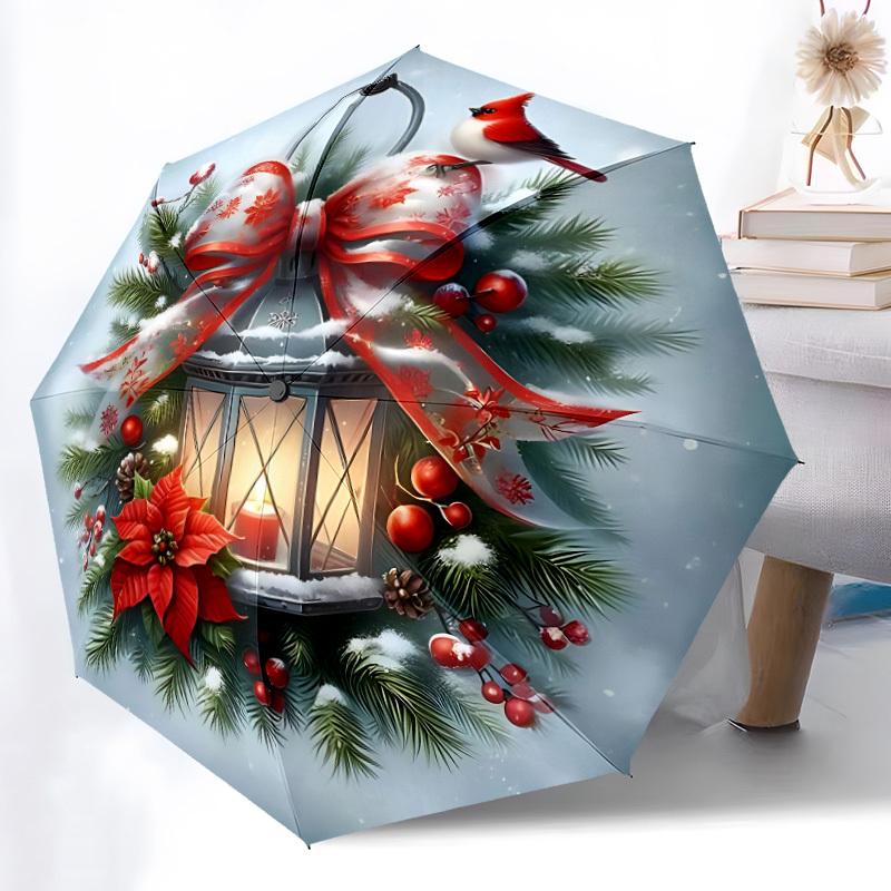 1pc Christmas, Lantern Automatic Folding Umbrella - 8-Rib Automatic Open/Close, Large Canopy Birthday Festival Gift yy251217160
