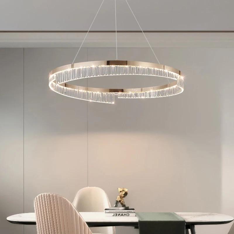 Nordic Design Luxury Living Room chandeliers Bedroom Dining Room Pendant Light Gloss Lamp Room Decoration Ring Lighting Fixture