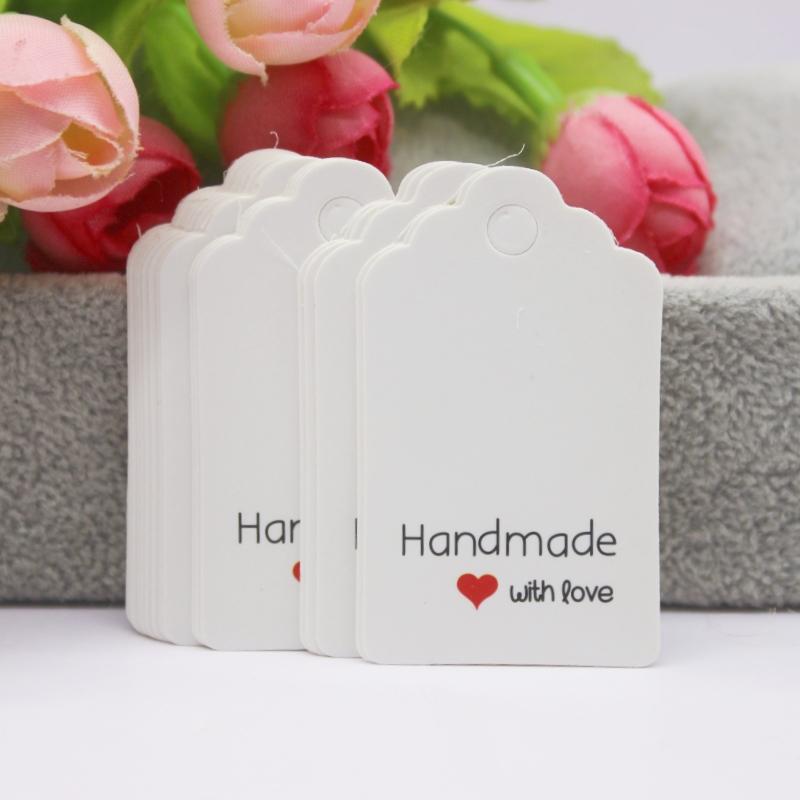 100 szt. + 100 sznurków 3x5 cm biały/papier kraft. Dziękujemy za ręczne wykonanie zawieszki do etykiety